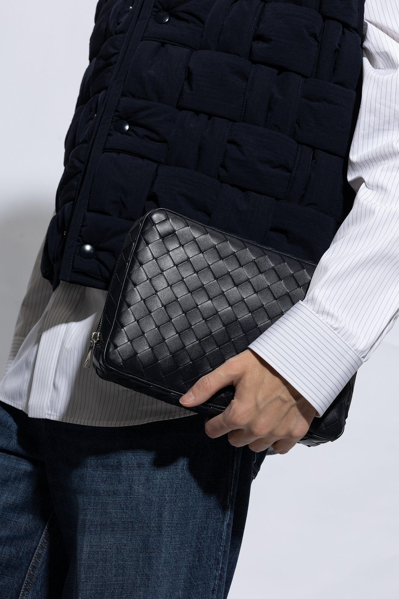 【Bottega Veneta】Handbags Men Leather（関税込み） Bottega Veneta® Men's Diago Large Pouch in Black. Shop
